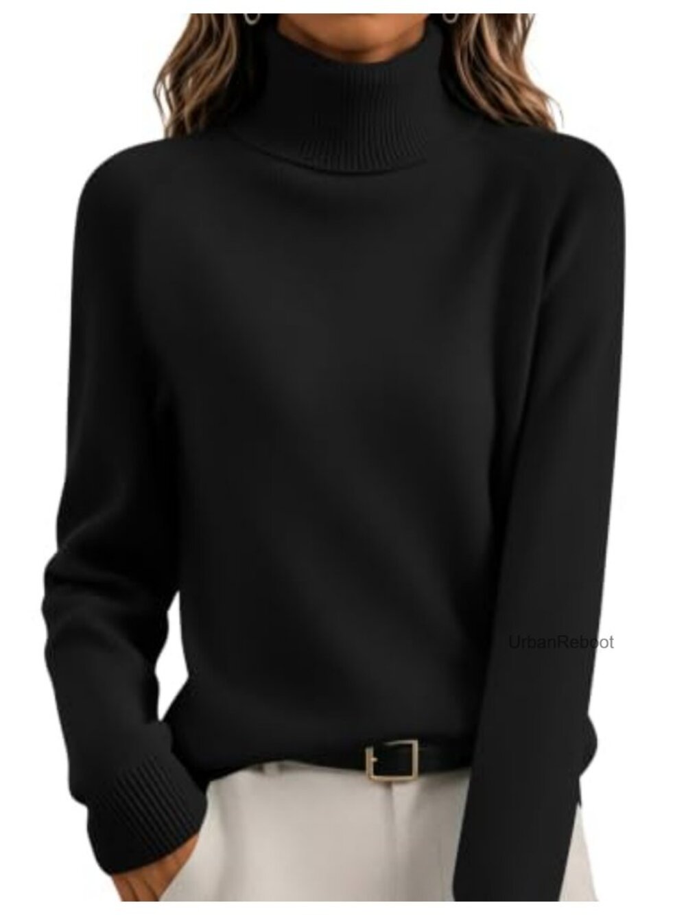 Zeagoo Turtleneck Pullover Sweater Ribbed Knit Long Sleeve Fall Winter Top